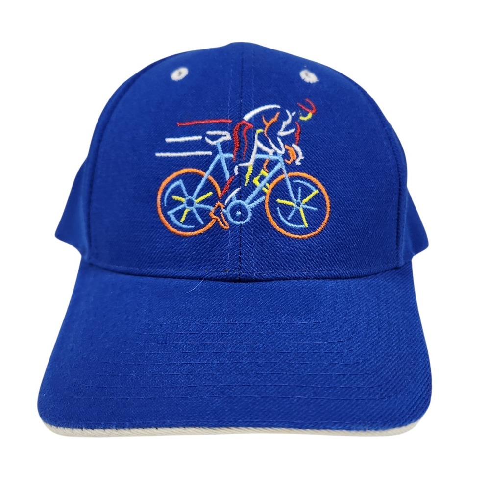 Cycling Bike Rider Baseball Cap Blue Adjustable Strap One Size Hat